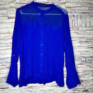 Zac & Rachel Royal Blue Woman Bottom down shirt XL